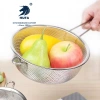 Stainless steel single-handle multi-purpose multi-hole basket, thickened stainless steel leakage basin, round rice sieve, single-handle draining basin, fruit basket, vegetable washing basin, filter basin, stainless steel gold-plated rice washing sieve, single-handle rice sieve Specification image